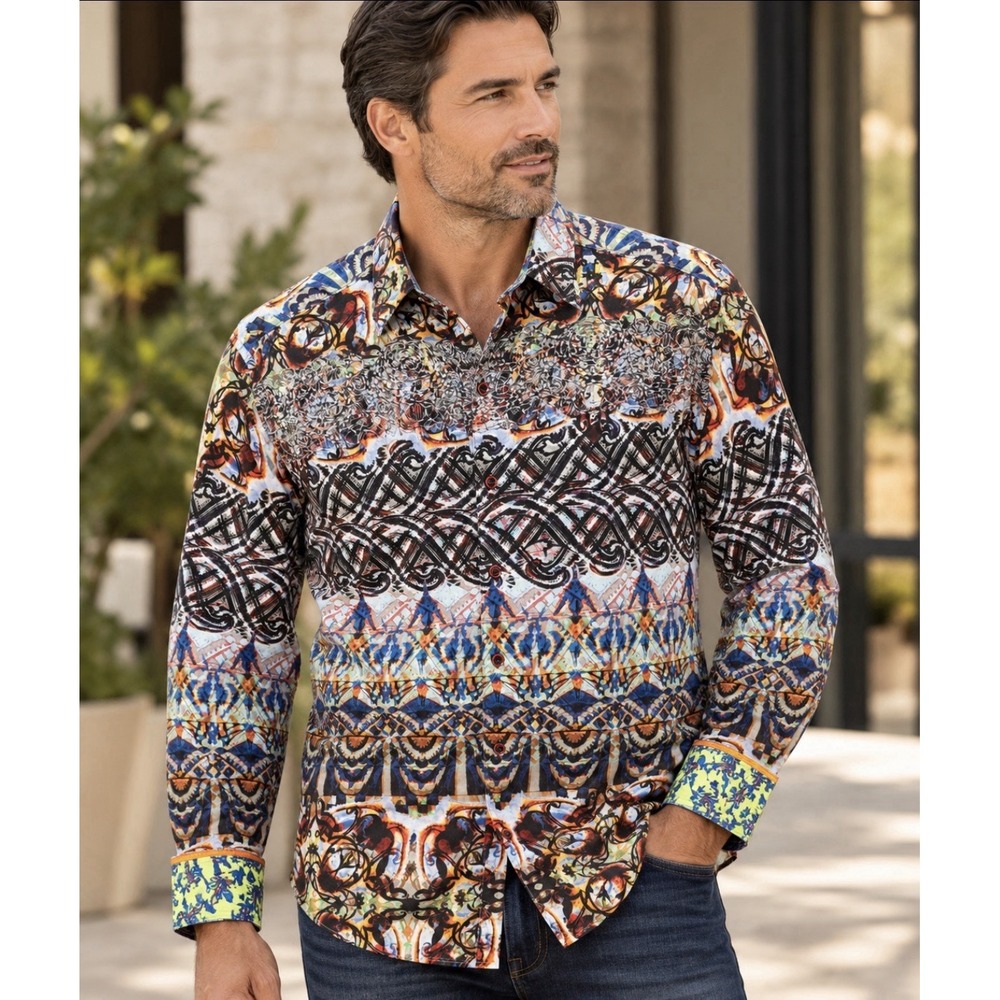 Robert Graham Dweller Wild Embroidered Sport Shirt Men's Large Tribal Scorpion